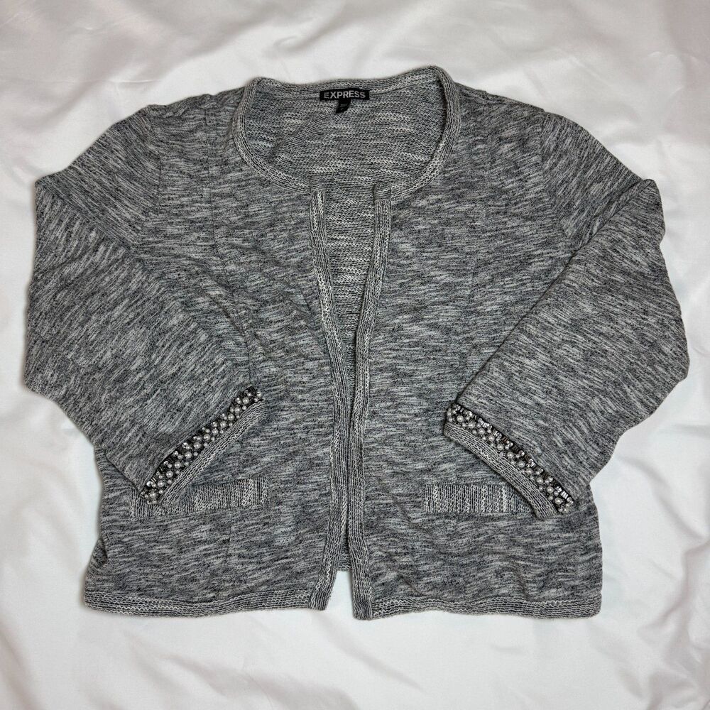 Express gray open front cardigan